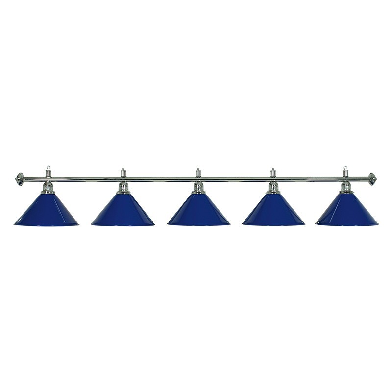 LAMPADARIO MOONLIGHT ASTA ARGENTO, 5 CAMPANE BLU