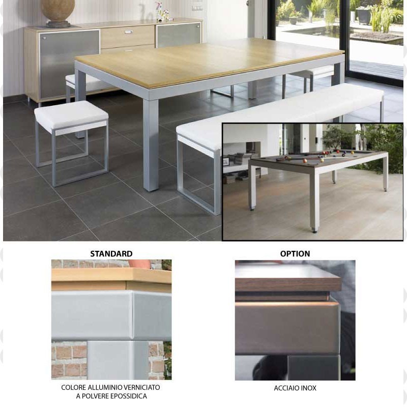 POOL FUSION ACCIAIO INOX SATINATO/TOP ROVERE SBIANCATO