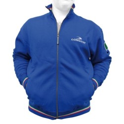 FELPA LONGONI AZZURRA CON PROFILI TRICOLORE COTONE 100%-TAGLIA S