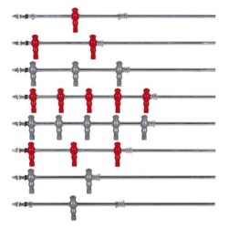 ASTE RIENTRANTI SERIE ROSSO/GRIGIO PER CALCETTO SCHON