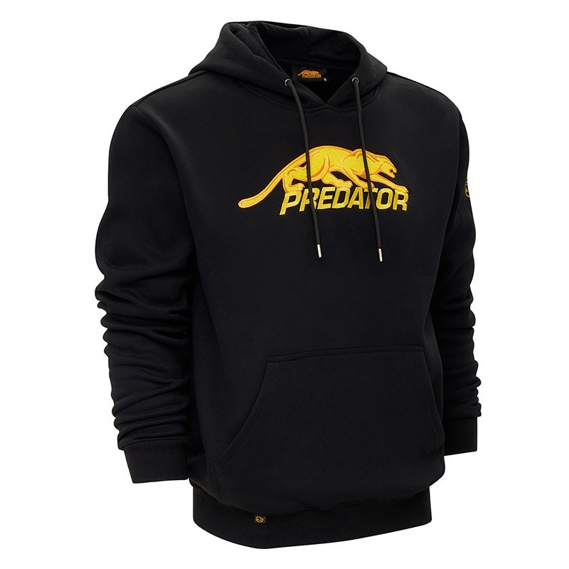 FELPA CON CAPPUCCIO PREDATOR NERA LOGO PREDATOR GIALLO TAGLIA L